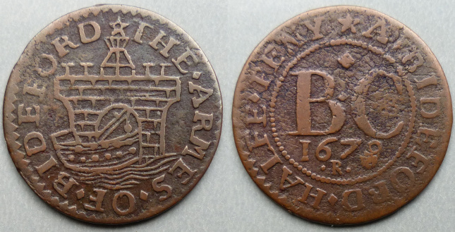 Bideford, corporation issue 1670 halfpenny Bideford, corporation issue 1670 halfpenny
